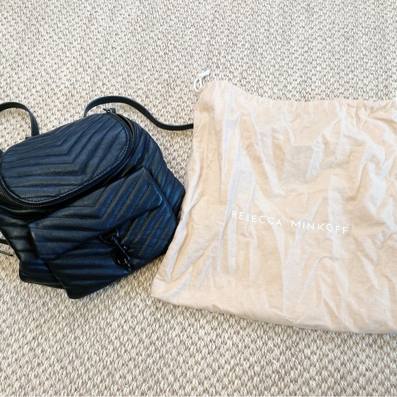 NWOT Rebecca Minkoff Edie Quilted Leather Mini Backpack | Black - Picture 7 of 9